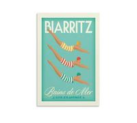 YQCQCS Poster de voyage vintage Biarritz - Côte atlantique - Art sur toile - Décoration murale - Affiches décoratives