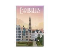YQCQCS Poster de voyage vintage Bruxelles Belgique sur toile pour décoration murale