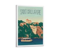 YQCQCS Poster vintage de voyage de la France Saint-Cirq-Lapopie Lot Rivière Art sur toile Décoration murale Affiches décoratives