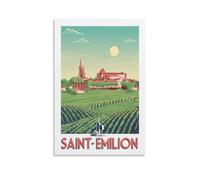 YQCQCS Poster vintage de voyage de l'église Saint-Émilion sur toile pour décoration murale