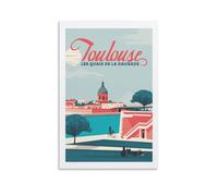 YQCQCS Poster vintage de voyage de Toulouse France Daurade Quays sur toile Décoration murale Affiches décoratives