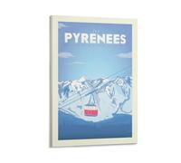 YQCQCS Poster vintage de voyage des Pyrénées en forme de téléphérique sur toile - Décoration murale - Affiches décoratives