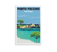 YQCQCS Poster vintage de voyage en Corse en France - Plage de Palombaggia - Art sur toile - Décoration murale - Affiches décoratives