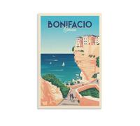 YQCQCS Poster vintage de voyage en France Bonifacio Côte Corse sur toile Art Poster Décoration murale Affiches décoratives