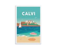 YQCQCS Poster vintage de voyage en France Calvi Château de Corse sur toile Décoration murale Affiches décoratives