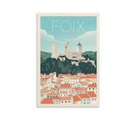 YQCQCS Poster vintage de voyage en France, château des Pyrénées de Foix, poster d'art sur toile, décoration murale, affiches décoratives