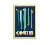 YQCQCS Poster vintage de voyage en France Côte Atlantique Planche de surf Art Poster Photo Décoration murale Affiches décoratives