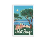 YQCQCS Poster vintage de voyage en France Côte d'Azur Saint-Tropez - Art sur toile - Décoration murale - Affiches décoratives