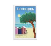 YQCQCS Poster vintage de voyage en France, île d'Oléron, plage, affiche d'art sur toile, décoration murale, affiches décoratives