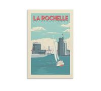 YQCQCS Poster vintage de voyage en France La Rochelle Vieux Port sur toile Décoration murale Affiches décoratives