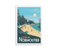 YQCQCS Poster vintage de voyage en France Noirmoutier Anse Rouge Beach Art Poster Art Toile Décoration murale Affiches décoratives