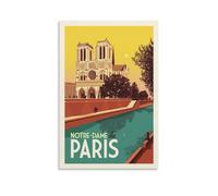 YQCQCS Poster vintage de voyage en France Notre-Dame de Paris - Art sur toile - Décoration murale - Affiches décoratives
