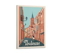 YQCQCS Poster vintage de voyage en France - Paysage de rue de Toulouse - Art sur toile - Décoration murale - Affiches décoratives