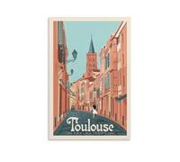 YQCQCS Poster vintage de voyage en France - Paysage de rue de Toulouse - Art sur toile - Décoration murale - Affiches décoratives