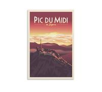 YQCQCS Poster vintage de voyage en France - Pic Du Midi De Bigorre - Art sur toile - Décoration murale - Affiches décoratives