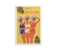 YQCQCS Poster vintage de voyage en France pour fille de la Côte d'Azur - Art sur toile - Décoration murale