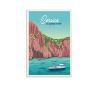 YQCQCS Poster vintage de voyage en France Rivière Corse sur toile Décoration murale Affiches décoratives