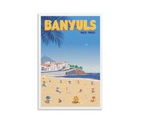 YQCQCS Poster vintage de voyage en France sur la plage de Banyuls sur Mer - Décoration murale