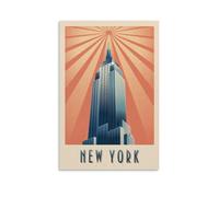 YQCQCS Poster vintage de voyage New York Empire State Building - Art sur toile - Décoration murale - Affiches décoratives