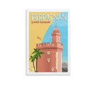 YQCQCS Poster vintage de voyage Perpignan - France Pays Catalans - Art sur toile - Décoration murale - Affiches décoratives