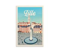 YQCQCS Poster vintage France Voyage Lille Square Art Poster Photo Décoration murale Affiches décoratives