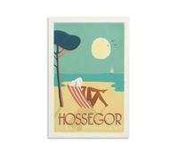 YQCQCS Poster vintage Hossegor de voyage, côte, plage, affiche d'art sur toile, décoration murale, affiches décoratives