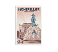 YQCQCS Poster vintage Montpellier France Voyage Comédie Carré Art Poster Art Décoration murale Affiches décoratives