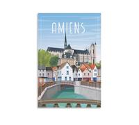 YQCQCS Poster vintage sur toile de la cathédrale d'Amiens - Décoration murale - Affiches décoratives