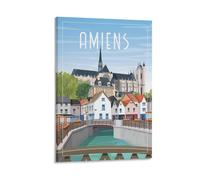 YQCQCS Poster vintage sur toile de la cathédrale d'Amiens - Décoration murale - Affiches décoratives