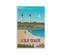 YQCQCS Poster vintage sur toile représentant le phare de l'île d'Aix de France - Décoration murale