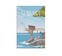 YQCQCS Saint-Nazaire Affiche vintage sur toile de France pour décoration murale