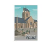 YQCQCS Sainte-Mère-église France Poster vintage sur toile Décoration murale Affiches décoratives