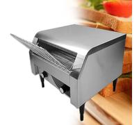 YQDDM Convoyeur professionnel en acier inoxydable pour toasts et pains à hamburger, 1 rampe d'insertion, 2 rampes de sortie, 7 niveaux de vitesse, récupérateur de miettes (150 pièces/h)