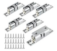 Yqhugbc 6 Pièces Loqueteau à Double Bille, Rouleau Loqueteau Fermeture, Loquet de Porte à Rouleaux Doubles, Loqueteau à Billes, avec Vis, pour Meubles, Placards, Penderies, Tiroirs
