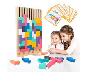 Yqhugbc Puzzle en Bois, Jeux Montessori 3 4 5 6 Ans, Puzzle 3D en Bois Tetris, Intelligence Jigsaw Casse-Tête, Cerveau Jouet, Coloré Blocs Géométriques Tetris,Cadeaux Éducatifs pour Enfants