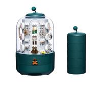 YQHWLKJ 360 ° Boîte à Bijoux Rotative Boîte de Rangement Cosmétique Boucle d'oreille Collier Affichage Maquillage Organisateur de Bureau Vert