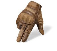 YQHWLKJ Hommes PU Cuir Tactique Gants Écran Tactile Coque Rigide Doigt Complet Gants De Cyclisme Mitaines-Marron,M