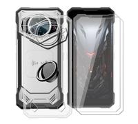 YQINHHME Clear Coque pour Doogee S200 E + Verre Trempé | Antichoc, Anti-rayures, Ultra-mince TPU Etui pour Doogee S200 E (6.72") | Rotation 360 Degrés Anneau Support