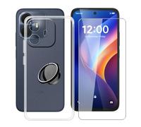 YQINHHME Clear Coque pour TCL K70 Power 4G + Protecteur écran | Antichoc, Anti-rayures, Ultra-mince TPU Etui pour TCL K70 Power 4G (6.80") | Rotation 360 Degrés Anneau Support