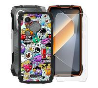 YQINHHME Coque pour Blackview BL7000 (6.78 Pouces) + Verre trempé Protection Décran, Ultra Fin Antichoc Noir Housse Etui Souple Silicone TPU Bumper Case pour Blackview BL7000 - Graffitis