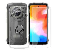 YQINHHME Coque pour Blackview BV8200 (6.50") avec Verre Trempé + Rotation 360 Degrés Anneau Support, Ultra-Mince Transparent Antichoc Silicone Souple TPU Housse Etui pour Blackview BV8200