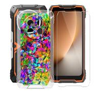 YQINHHME Coque pour Blackview Rock 2 (6.67") avec Verre Trempé Protecteur D'écran, Transparent Antichoc et Anti-Rayures Case Souple Silicone TPU Housse Etui pour Blackview Rock 2 - Coloré