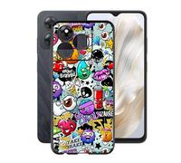 YQINHHME Coque pour Blackview Wave 8C (6.56"), Anti-Choc et Anti-Rayures Etui de Protection Ultra-Fin Noir Souple Silicone TPU Bumper Housse Case pour Blackview Wave 8C - Graffitis
