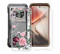 YQINHHME Coque pour Blackview Xplore 1 (6.78 ") avec 2 X Verre Trempé Protecteur D'écran, Transparent Antichoc Case TPU Bumper Souple Silicone Housse Etui pour Blackview Xplore 1 - Rose Rouge