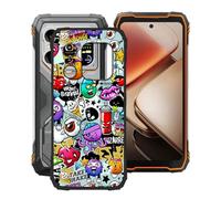 YQINHHME Coque pour Blackview Xplore X1 (6.78"), Anti-Choc et Anti-Rayures Etui de Protection Ultra-Fin Noir Souple Silicone TPU Bumper Housse Case pour Blackview Xplore X1 - Graffitis
