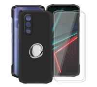 YQINHHME Coque pour Doogee Blade 20 (6.60") avec 2 X Verre Trempé + Rotation 360 Degrés Anneau Support, Ultra-Mince Noir Antichoc Silicone Souple TPU Housse Etui pour Doogee Blade 20