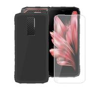YQINHHME Coque pour Doogee Blade10 Pro (6.56 Pouces) + Verre trempé Protection Décran, Ultra Fin Antichoc Noir Housse Etui Souple Silicone TPU Bumper Case pour Doogee Blade10 Pro - Noir