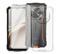 YQINHHME Coque pour Doogee Fire 5 (6.60 ") avec 4 X Verre Trempé Protecteur D'écran, Transparent Antichoc Case TPU Bumper Souple Silicone Housse Etui pour Doogee Fire 5 - Clear