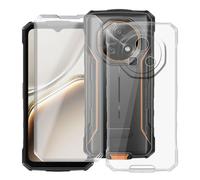 YQINHHME Coque pour Doogee Fire 5 Pro (6.60 ") avec 3 X Verre Trempé Protecteur D'écran, Transparent Antichoc Case TPU Bumper Souple Silicone Housse Etui pour Doogee Fire 5 Pro - Clear
