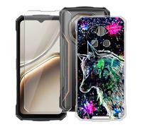 YQINHHME Coque pour Doogee Fire 7 (6.60") avec Verre Trempé Protecteur D'écran, Transparent Antichoc et Anti-Rayures Case Souple Silicone TPU Housse Etui pour Doogee Fire 7 - Bête de Graffiti